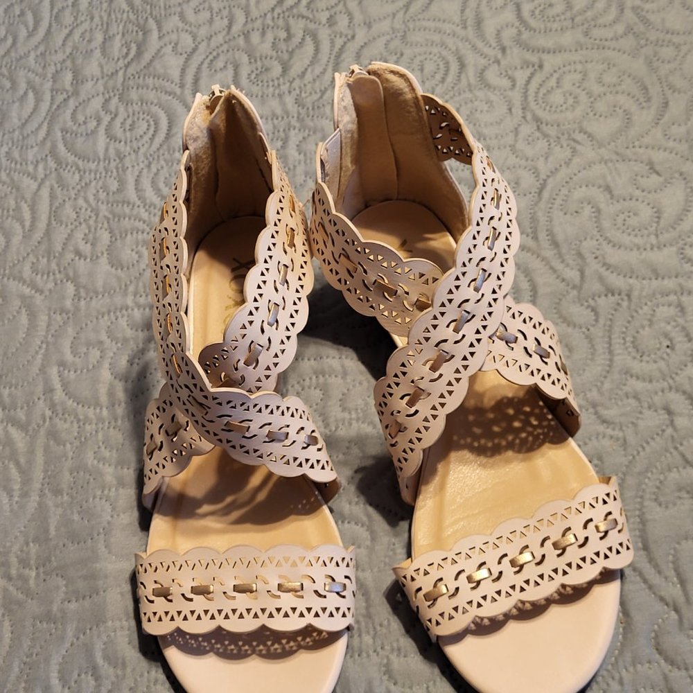 Pink wedge sandals